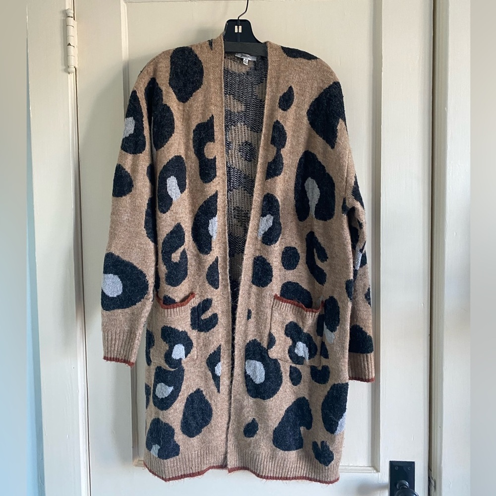 Brown & black Cheetah print cardigan, Size Medium